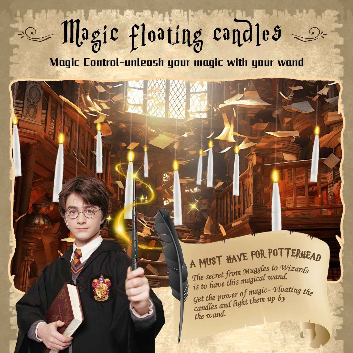 Harry Potter Floating Candles with Magic Wand Remote